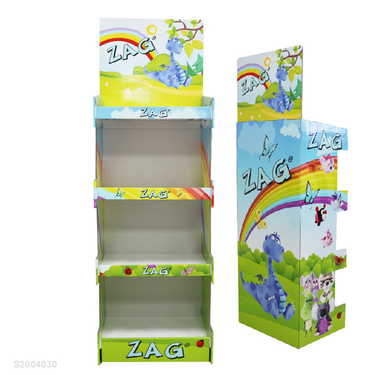 Four-Shelf POP Cardboard Display Eco-Friendly With Different Header Cards