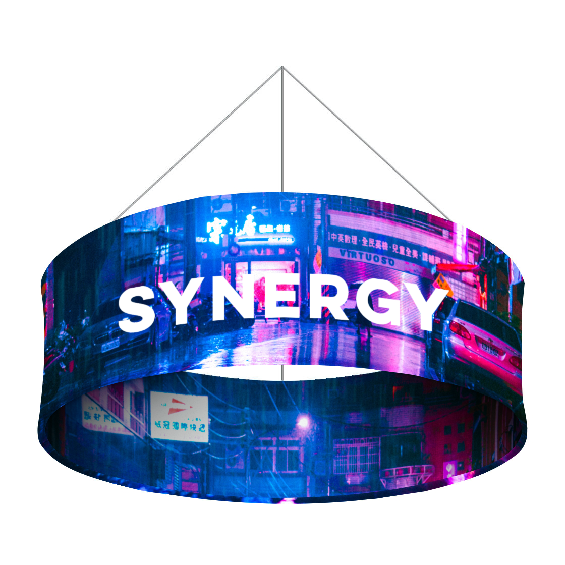 round hanging display with double sided print