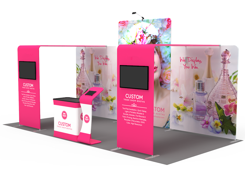 fast setup fabric exhibition booth with iPad rack