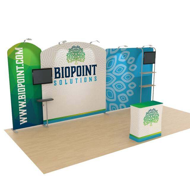 simple 20ft pop up fabric exhibition wall with TVs