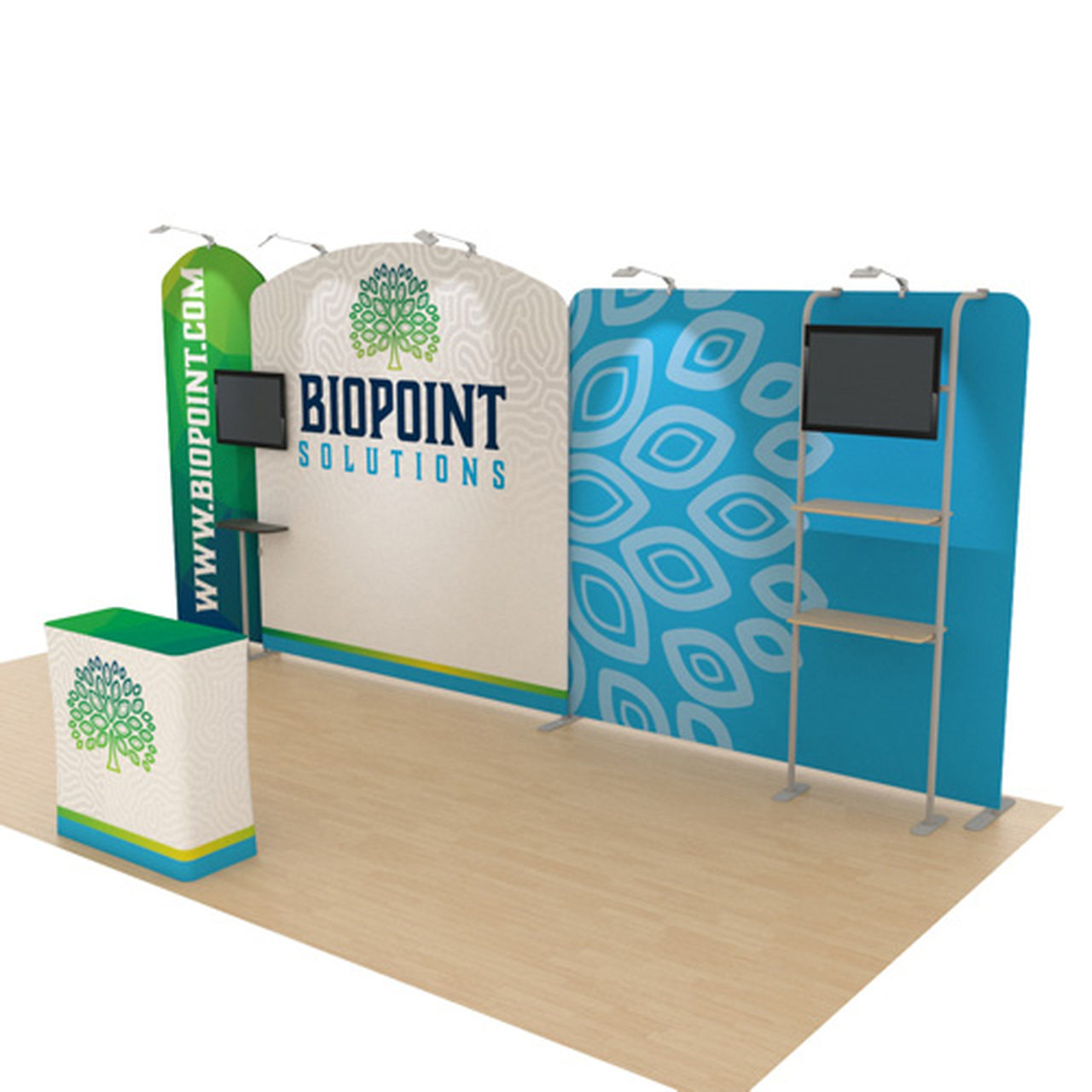 simple 20ft pop up fabric exhibition wall with TVs