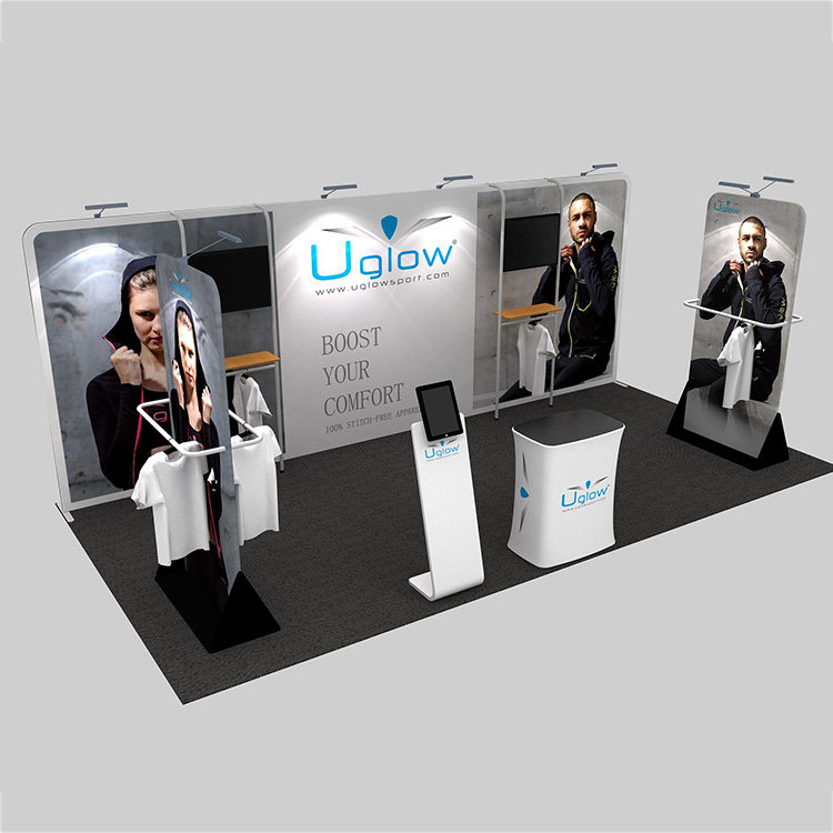 custom tension fabric display pop up display stand trade show backdrop wall