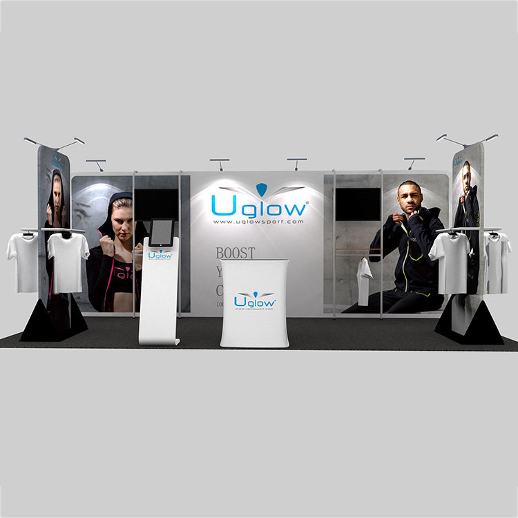 custom tension fabric display pop up display stand trade show backdrop wall