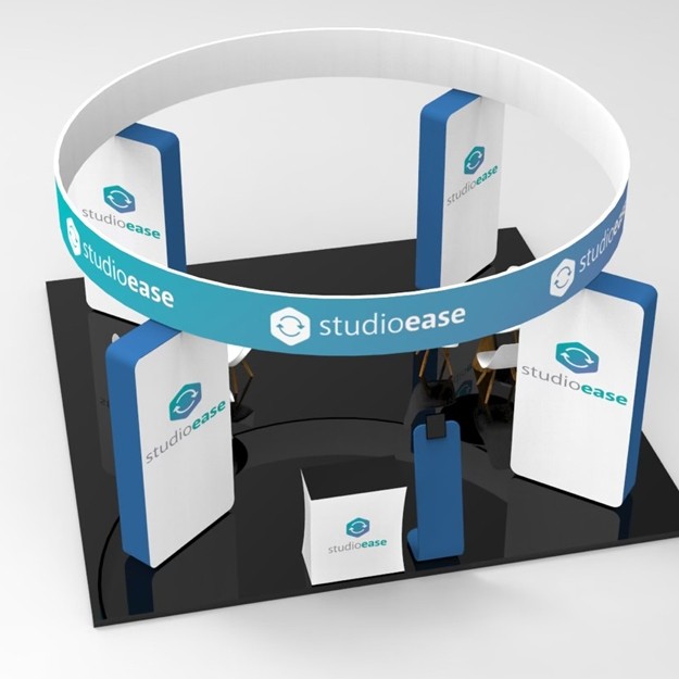 20X20 Tension Fabric Display with Over Head Sign