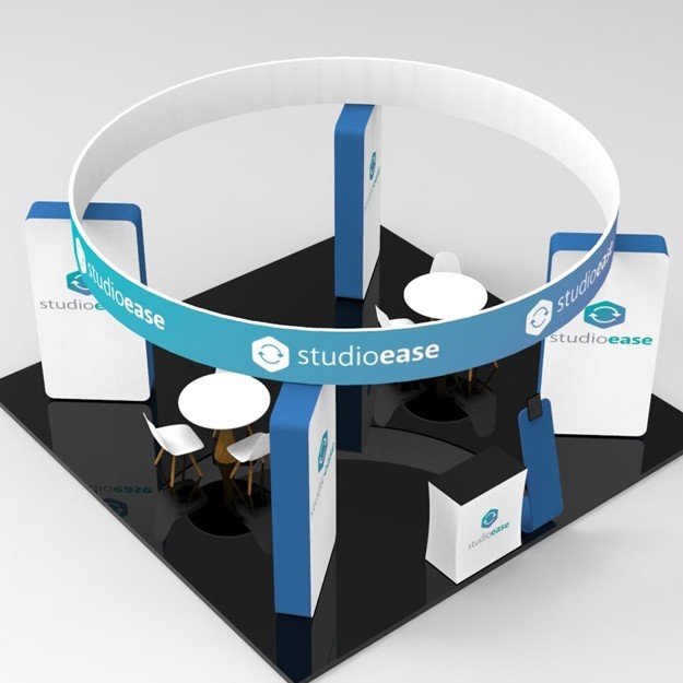 20X20 Tension Fabric Display with Over Head Sign