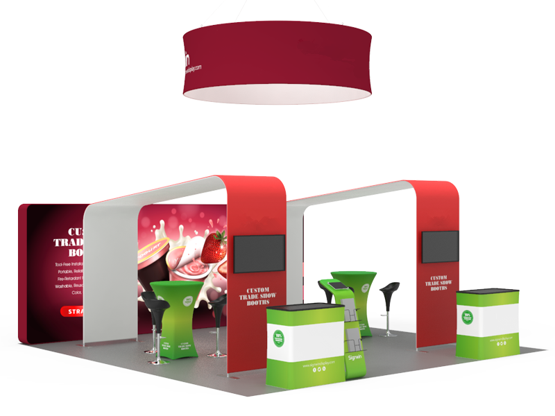6x6 meter Tension Fabric Exhibition Stand with Top Banner