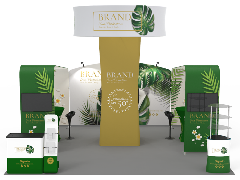 tension fabric expo trade show display stands with tower