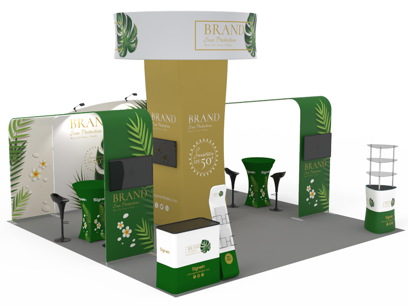 tension fabric expo trade show display stands with tower