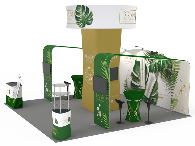 tension fabric expo trade show display stands with tower