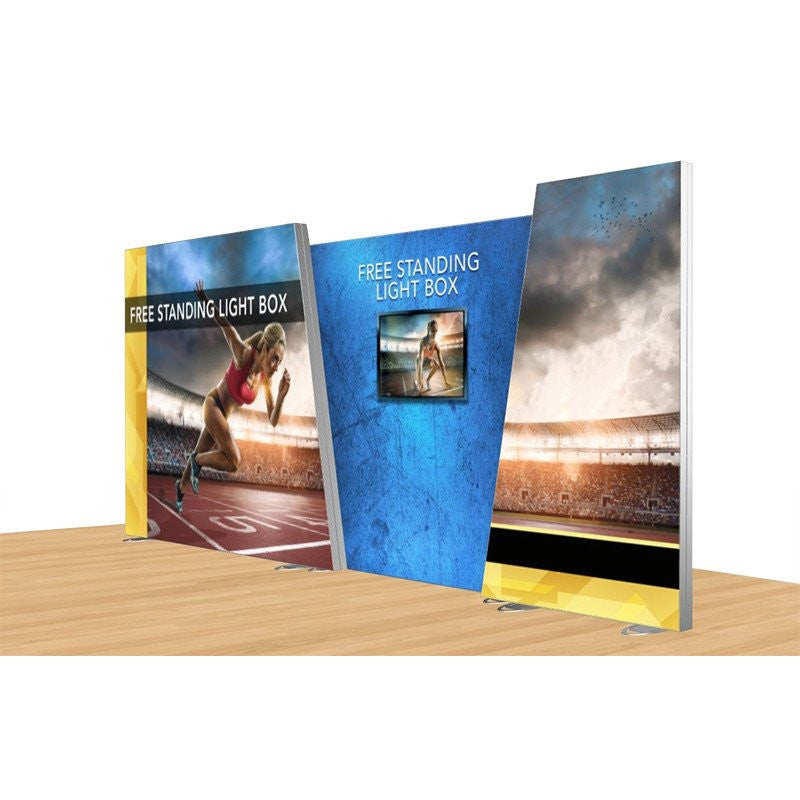 irregular free standing light box exhibition backwall display