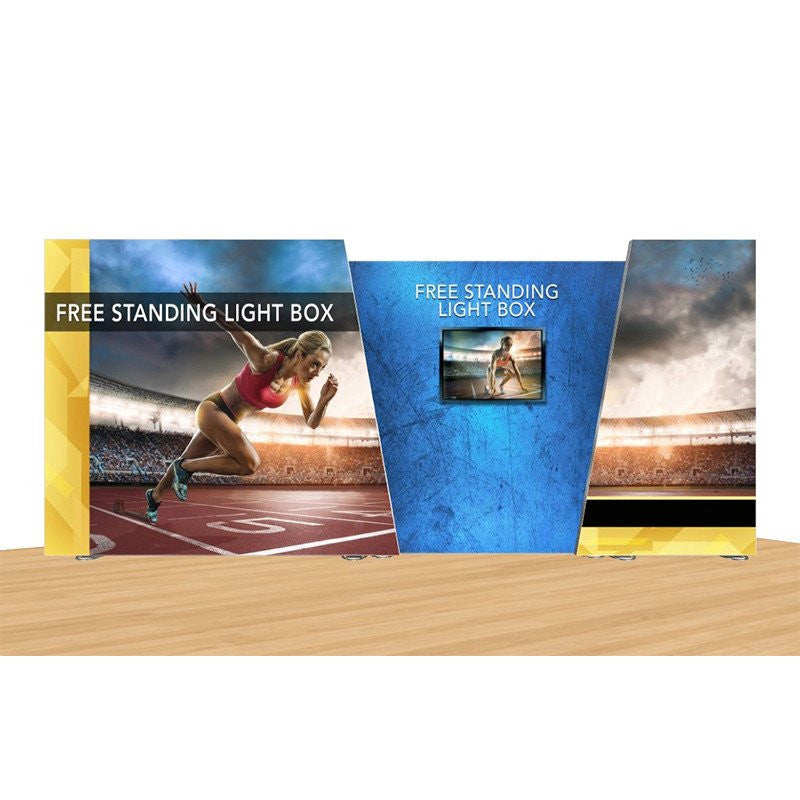 irregular free standing light box exhibition backwall display