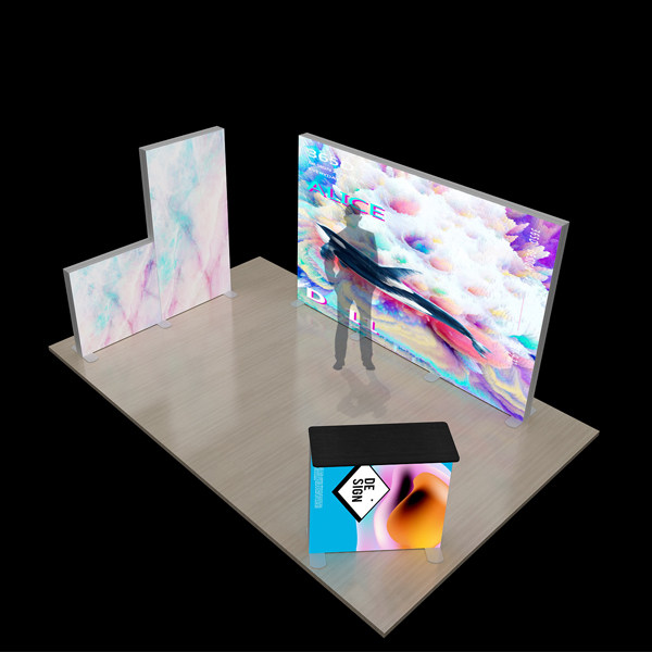no tool required modular fabric light box display with counter