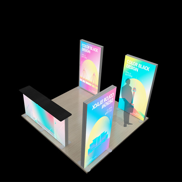 no tool required modular fabric light box display with counter