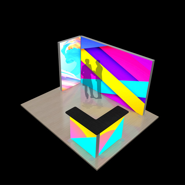 no tool required modular fabric light box display with counter