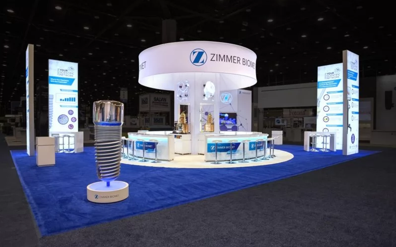 40x20ft custom exhibition booth with light box and ceiling banner