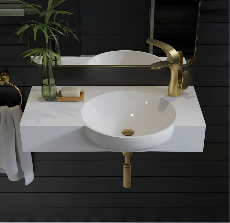 KSB010 Wall Mounted Rectangular Ceramic Bathroom Sink Single Hole Modern European Style White Wall Hung Wash Basin