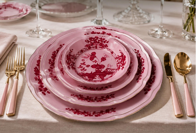 KP010  Oriental Ceramic Dinner Plate Deep Dish Tea Set Cup Kit Saucers Dessert Bowl Household