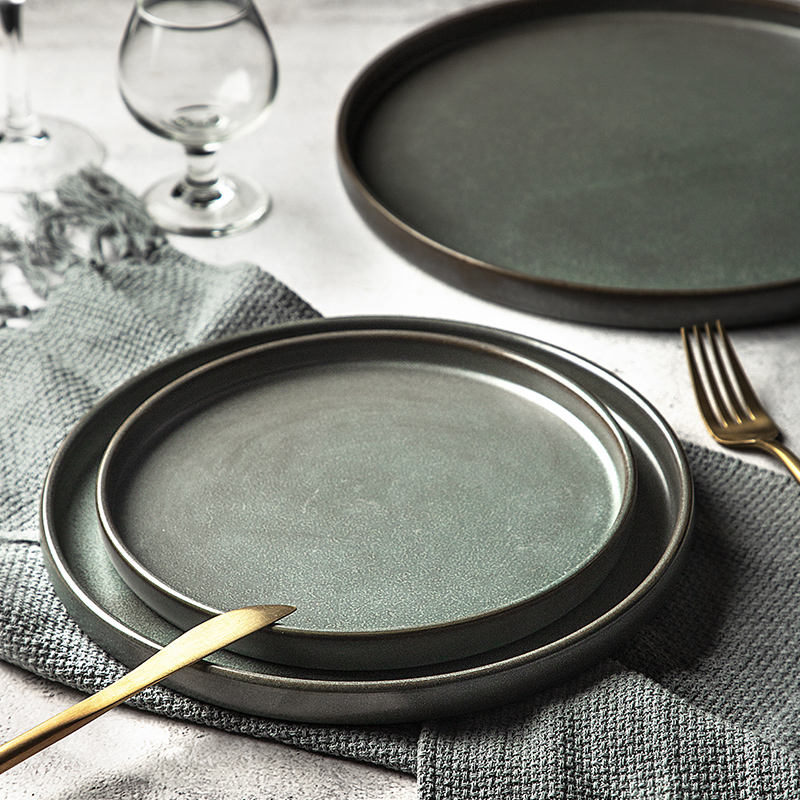 KP011 New Design Color Porcelain Ceramic Dinner Plate Nordic Rustic Hotel Restaurant Dinnerware Set Dishes & Plate