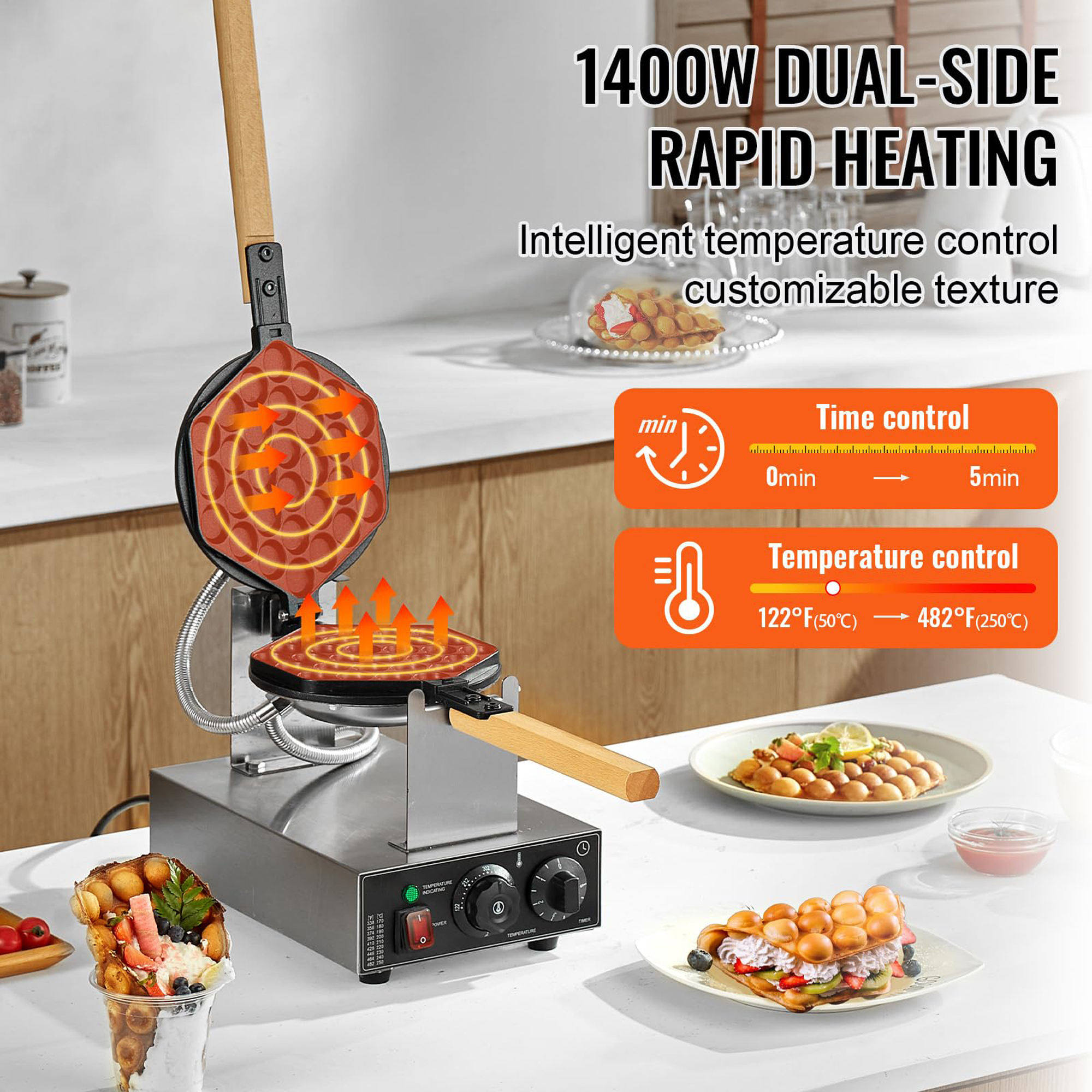Commercial Electric Egg Waffle Maker | Non-Stick Bubble Waffle Machine