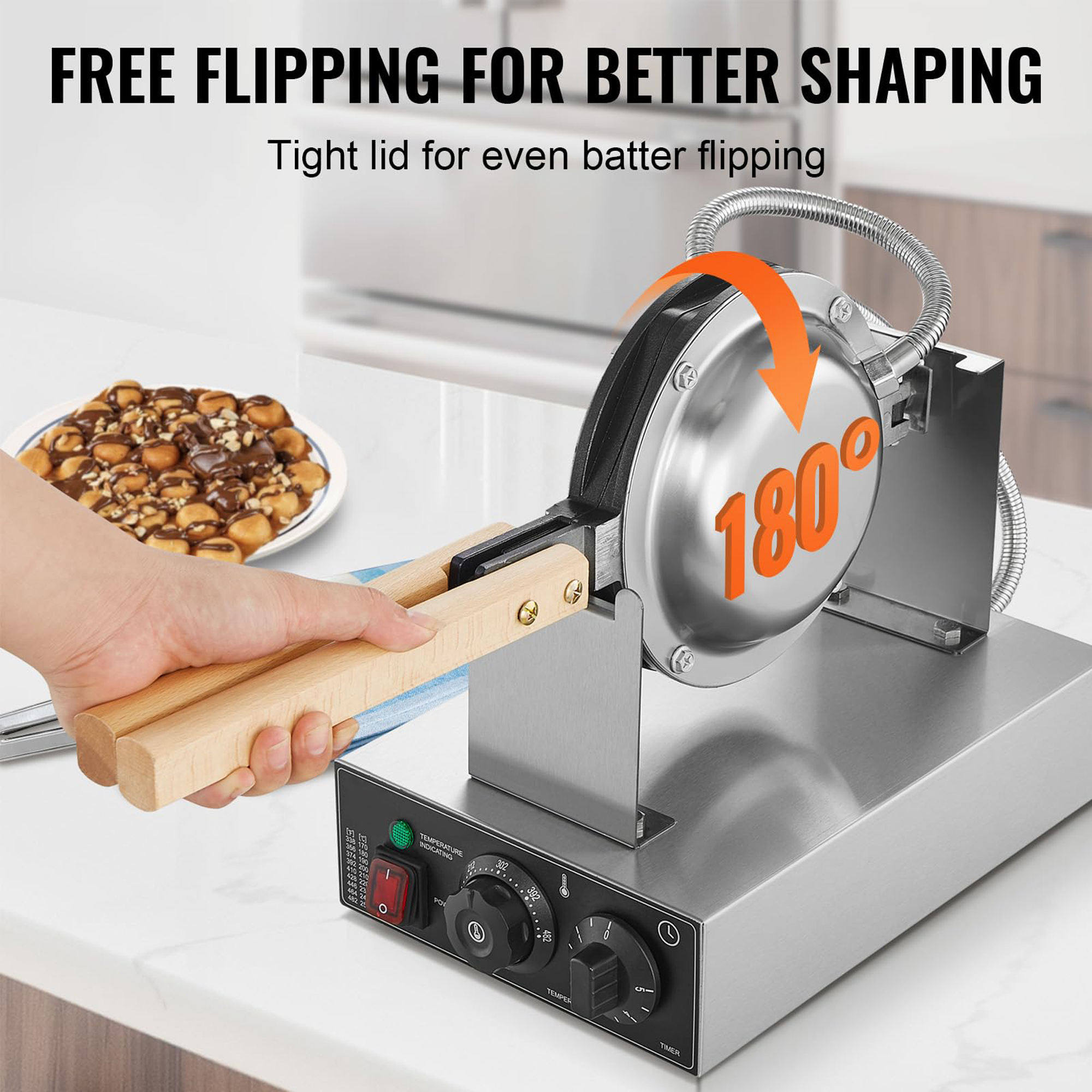 Commercial Electric Egg Waffle Maker | Non-Stick Bubble Waffle Machine