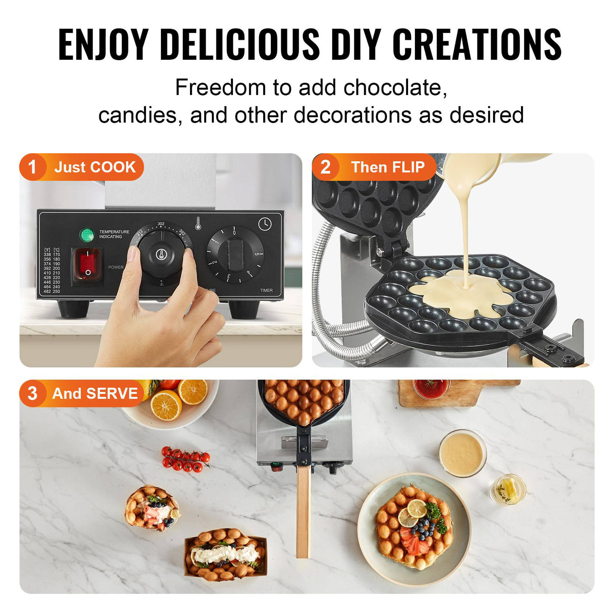 Commercial Electric Egg Waffle Maker | Non-Stick Bubble Waffle Machine
