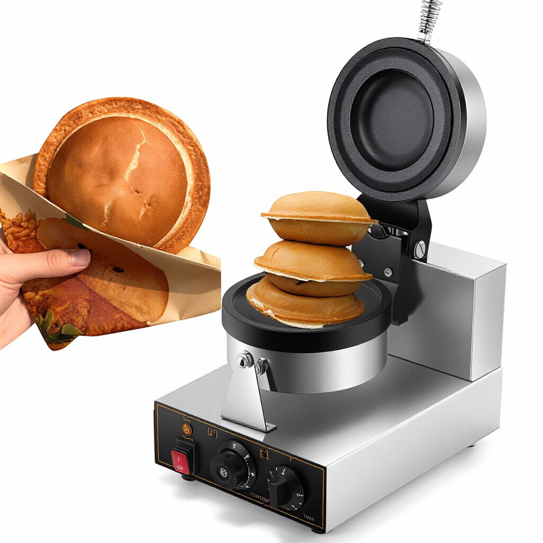 Commercial UFO Ice Cream Burger Machine | Electric Gelato Panini Press Waffle Baker