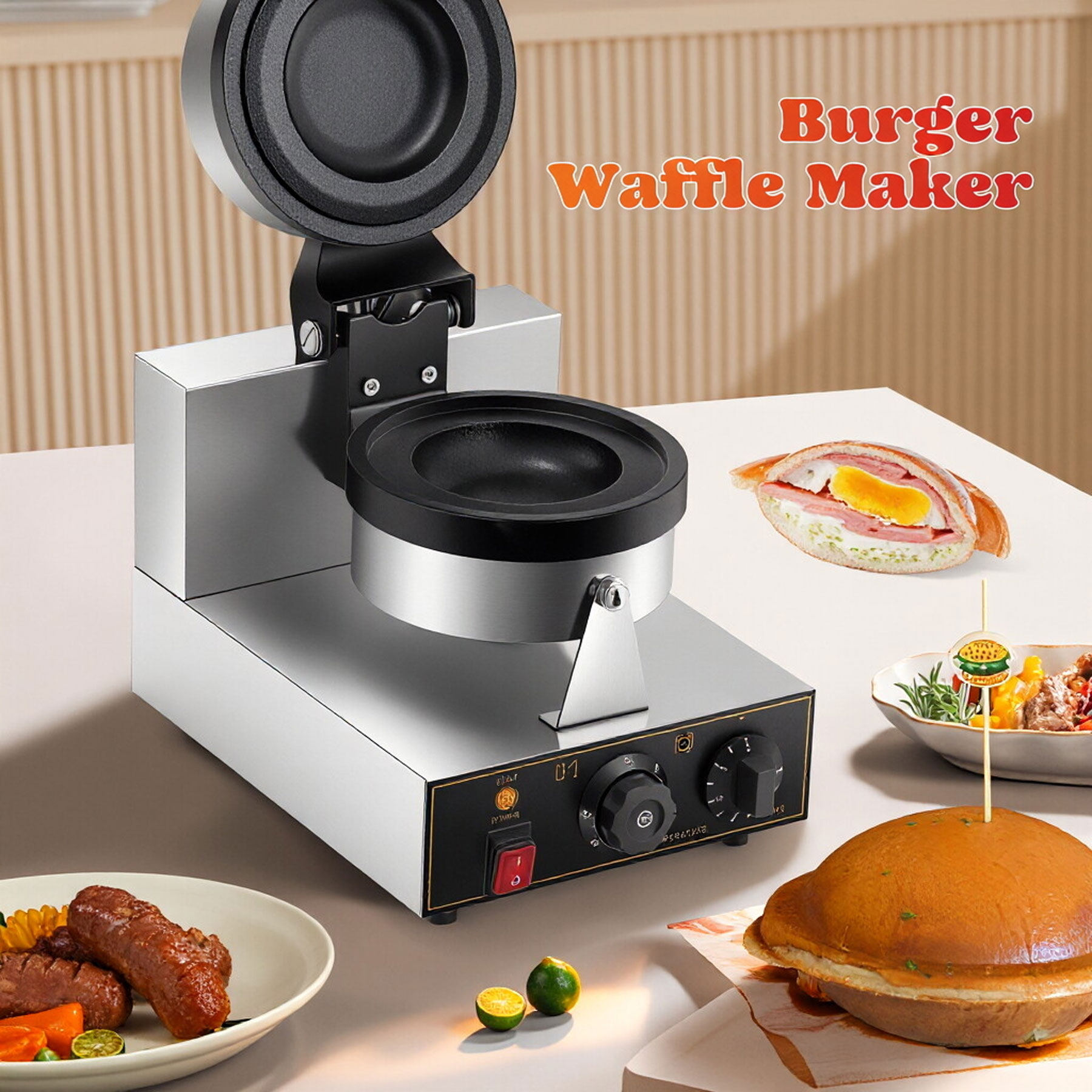 Commercial UFO Ice Cream Burger Machine | Electric Gelato Panini Press Waffle Baker