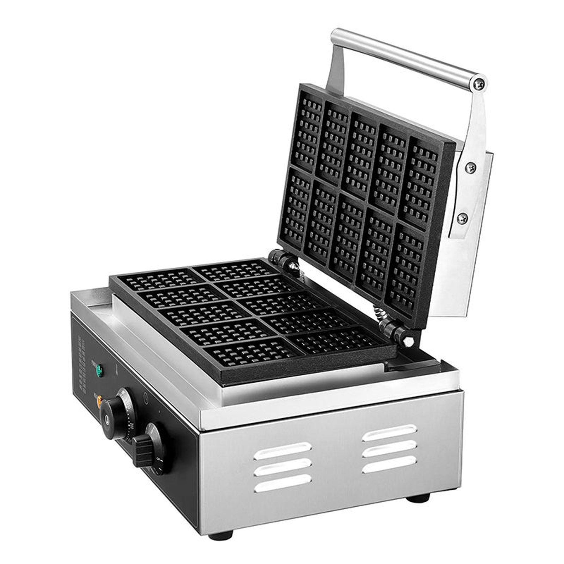 Commercial 10-Slice Square Waffle Maker, 1550W Electric Belgian Waffle Iron with Non-Stick Plates & Adjustable Thermostat for Bakery