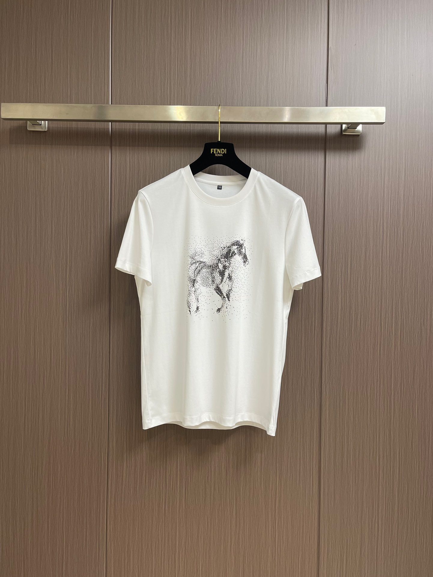 The 2024 summer new style men's short-sleeved laser-printed t-shirt with galloping horses. This fabric uses custom-made special beaded mercerized fabric, which is sweat-absorbent, breathable, soft and comfortable as a whole. The design is classic and durable.