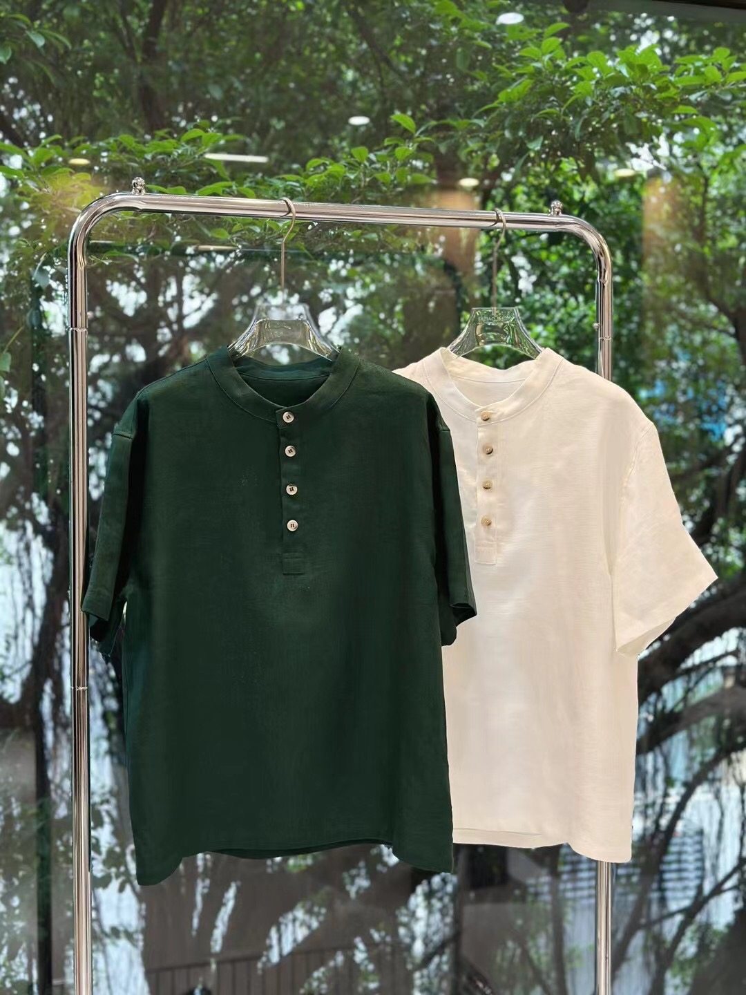 LP 2024 Spring/Summer New Product 100% Linen Vintage Old Money Henry Collar Short Sleeve Shirt. This year, the most popular one of Old Money LP 🔥 is 100% linen, comfortable, lazy and cozy.