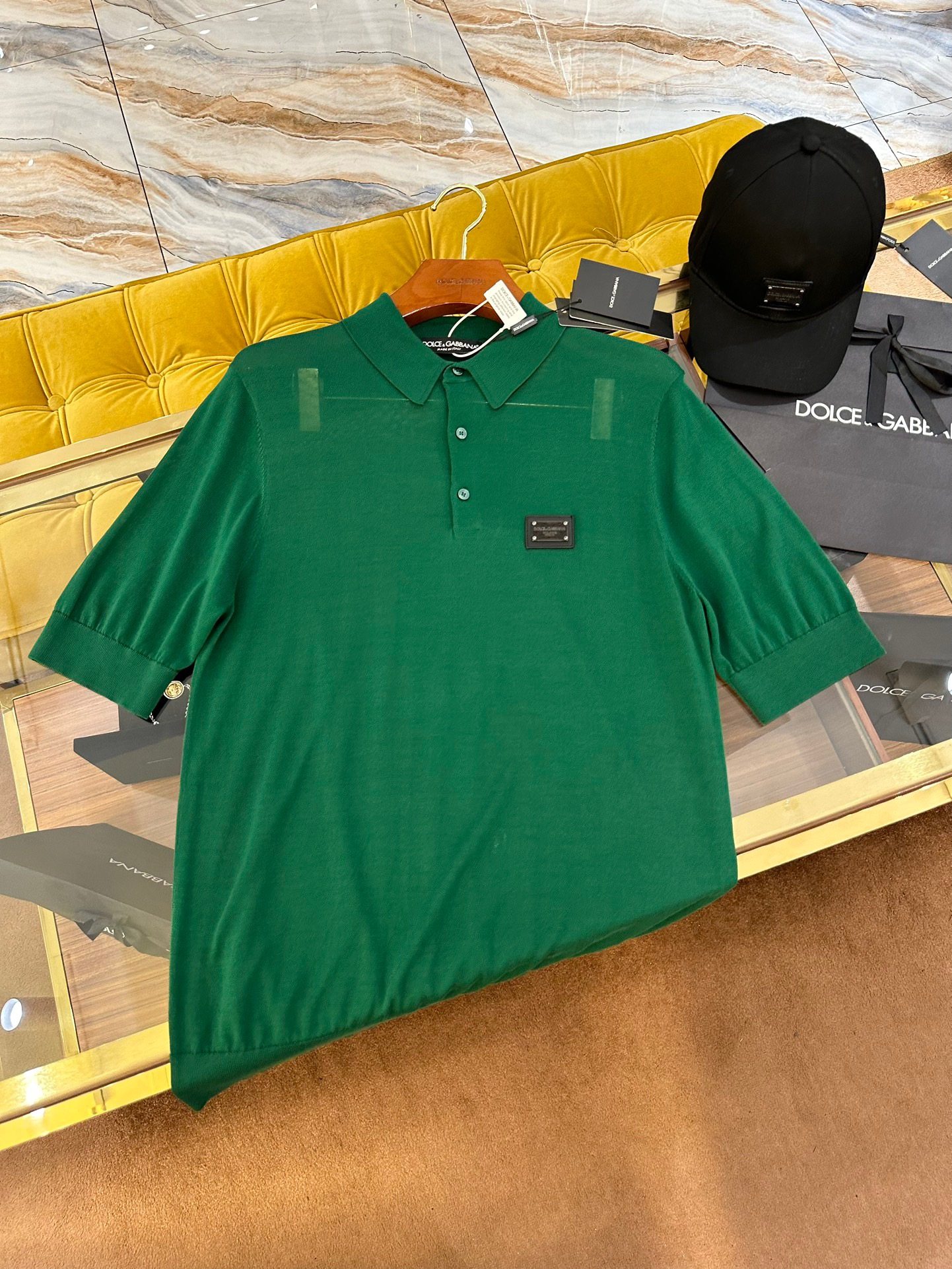 2024SS New Knitted Polo. Popular upgraded version. Perfect mulberry silk fabric. DG top leather tag logo