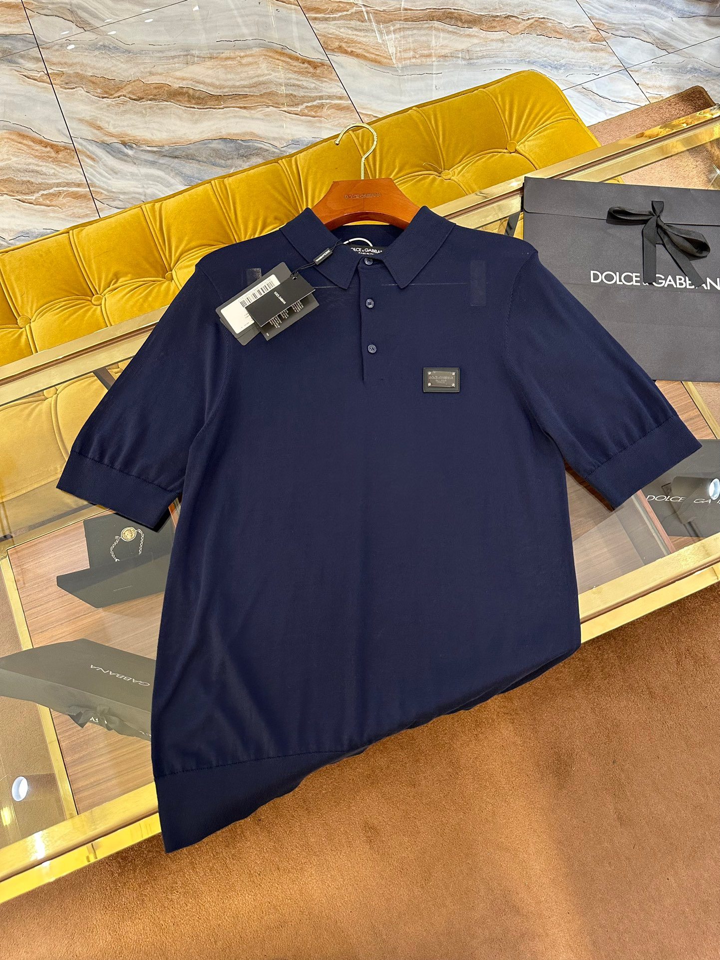 2024SS New Knitted Polo. Popular upgraded version. Perfect mulberry silk fabric. DG top leather tag logo