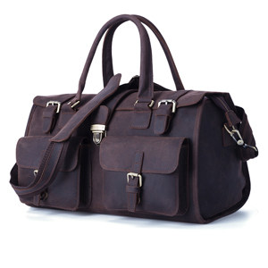 Crazy horse leather tote bag