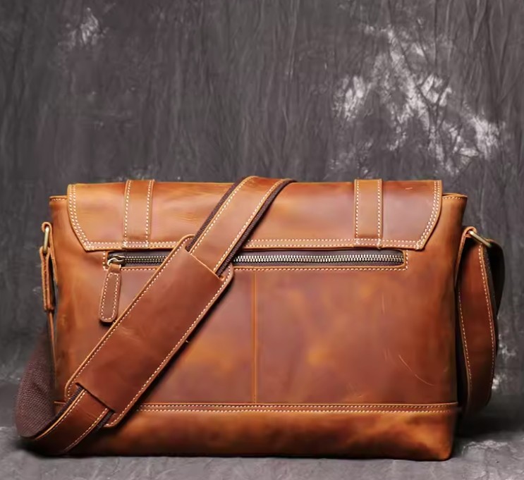 Personalized Leather Messenger Bag Business Laptop Sling Bag For Men Vintage Real Leather briefcase