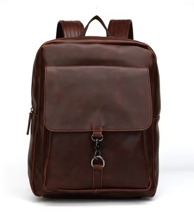 Drop Shipping Men's vegan leather Backpack School Bag Business Office Laptop Backpack Vintage Rucksack Travel Student Bag