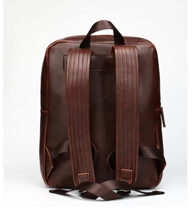 Drop Shipping Men's vegan leather Backpack School Bag Business Office Laptop Backpack Vintage Rucksack Travel Student Bag