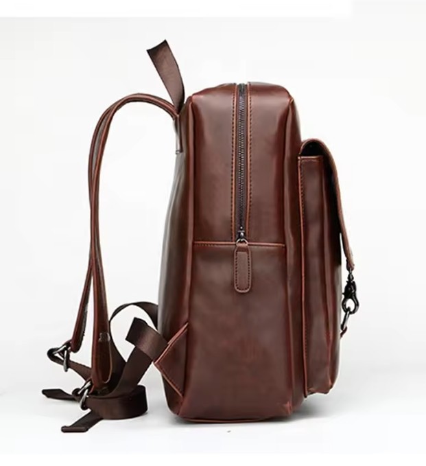 Drop Shipping Men's vegan leather Backpack School Bag Business Office Laptop Backpack Vintage Rucksack Travel Student Bag