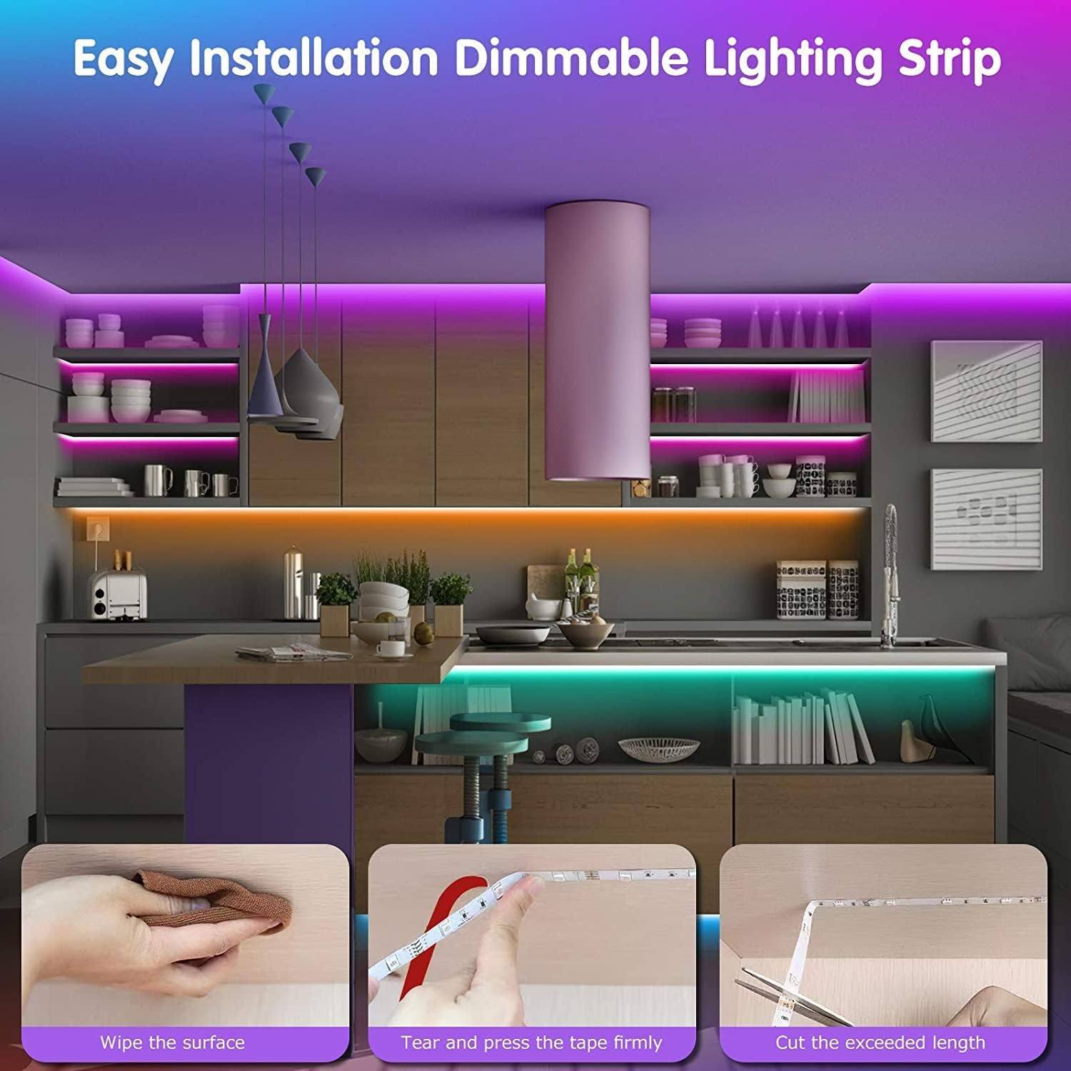 Tenmiro Led Lights for Bedroom 50ft Music Sync Color Changing Strip Lights with Remote and App Control RGB Strip, for Room Home Party Decoration