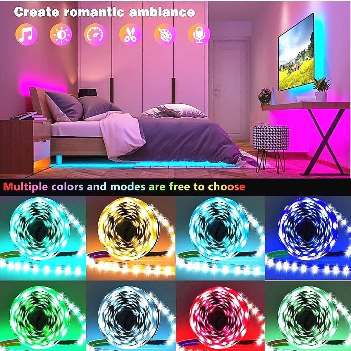 Tenmiro Led Lights for Bedroom 100ft (2 Rolls of 50ft) Music Sync Color Changing Strip Lights with Remote and App Control RGB Strip, for Room Home Party Decoration