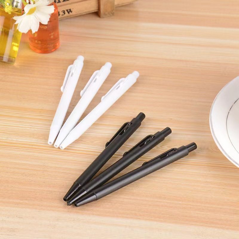 Factory direct sales new small ballpoint pen black rod black core plastic notebook matching pen portable signature pen