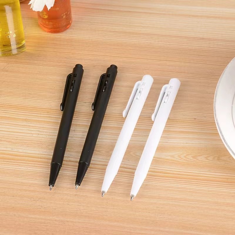 Factory direct sales new small ballpoint pen black rod black core plastic notebook matching pen portable signature pen