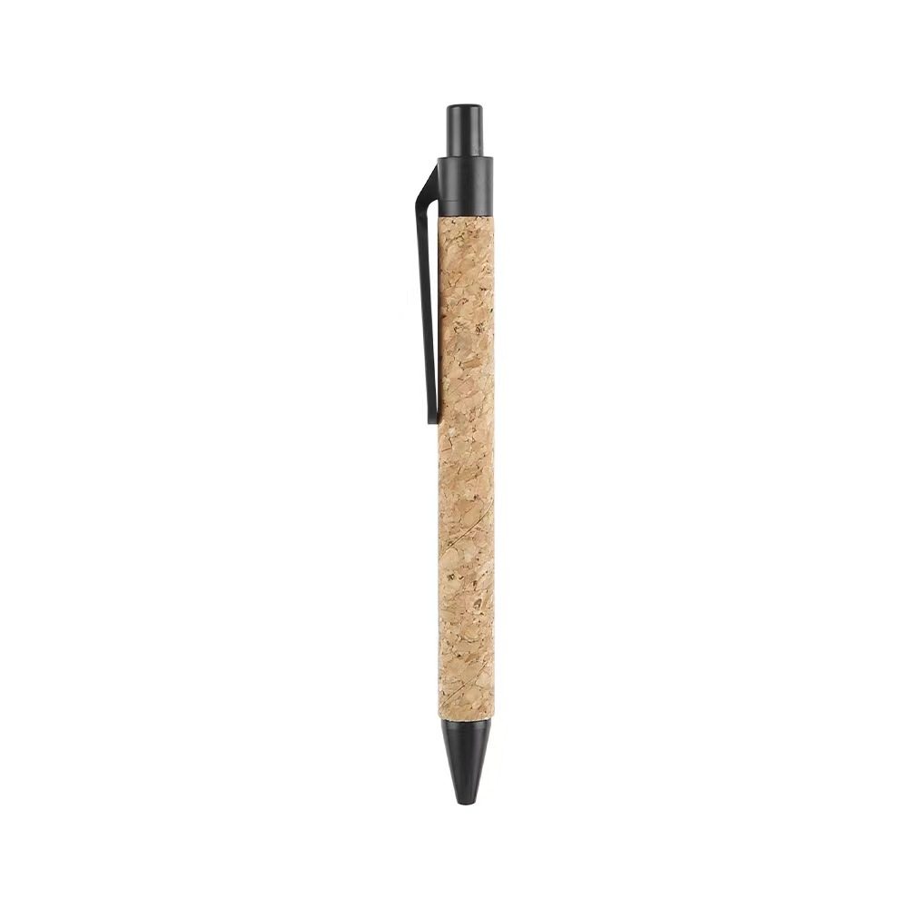 Factory direct sales environmentally friendly push-button biodegradable wheat straw pen particles paper tube cork pen printing advertising ballpoint pen