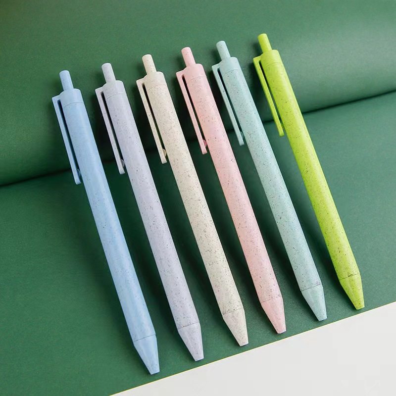 Environmentally friendly biodegradable wheat straw pen press ballpoint pen office promotional gift printing logo