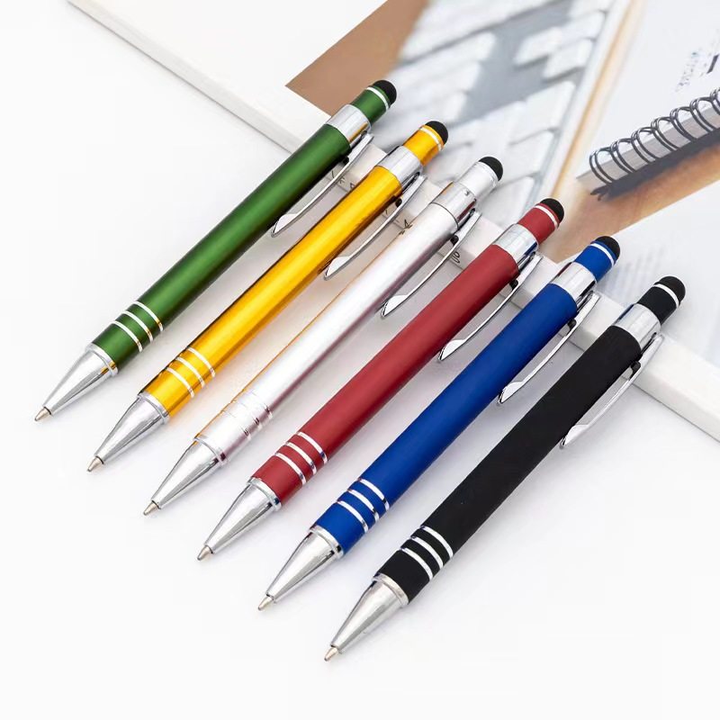 New multi-color touch screen aluminum rod ball point pen semi-metal touch screen ball point pen business advertising promotion metal pen