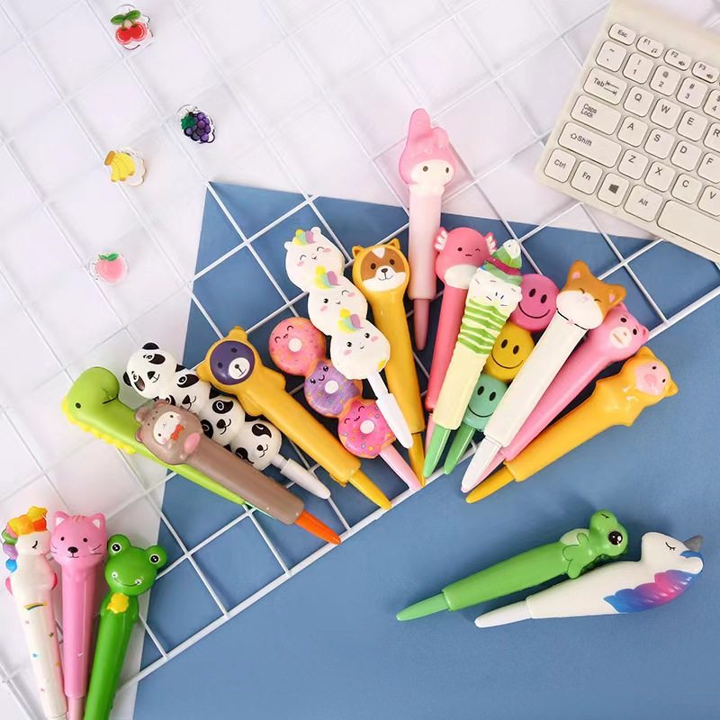 Creative children's stress relief pen, soft slow rebound decompression pen, cartoon learning office supplies vent gel pen