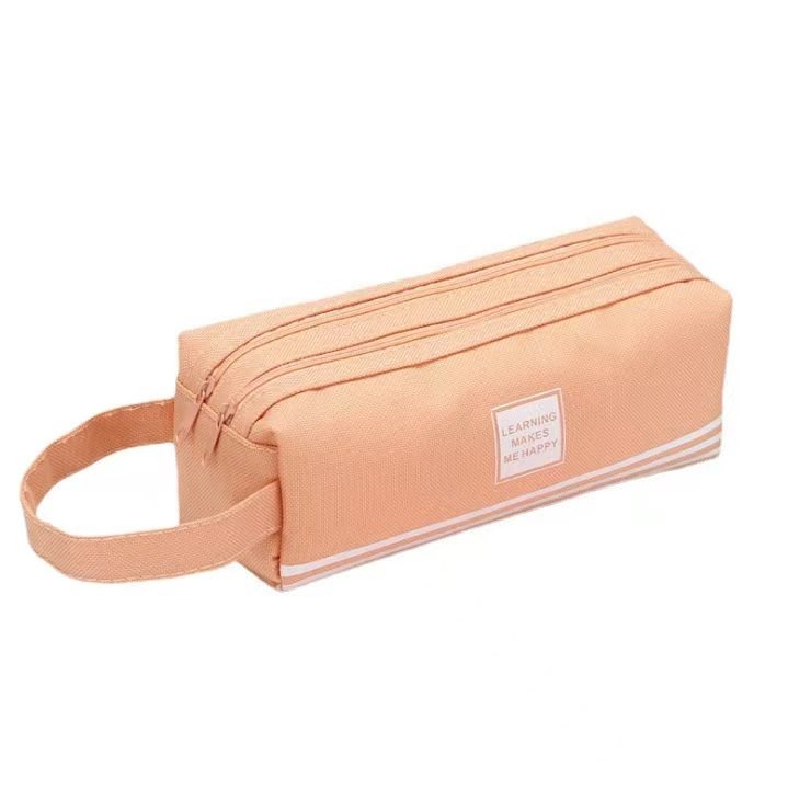 Factory direct sales processing customized creative double-layer large-capacity portable pencil case simple Oxford cloth double zipper pencil case