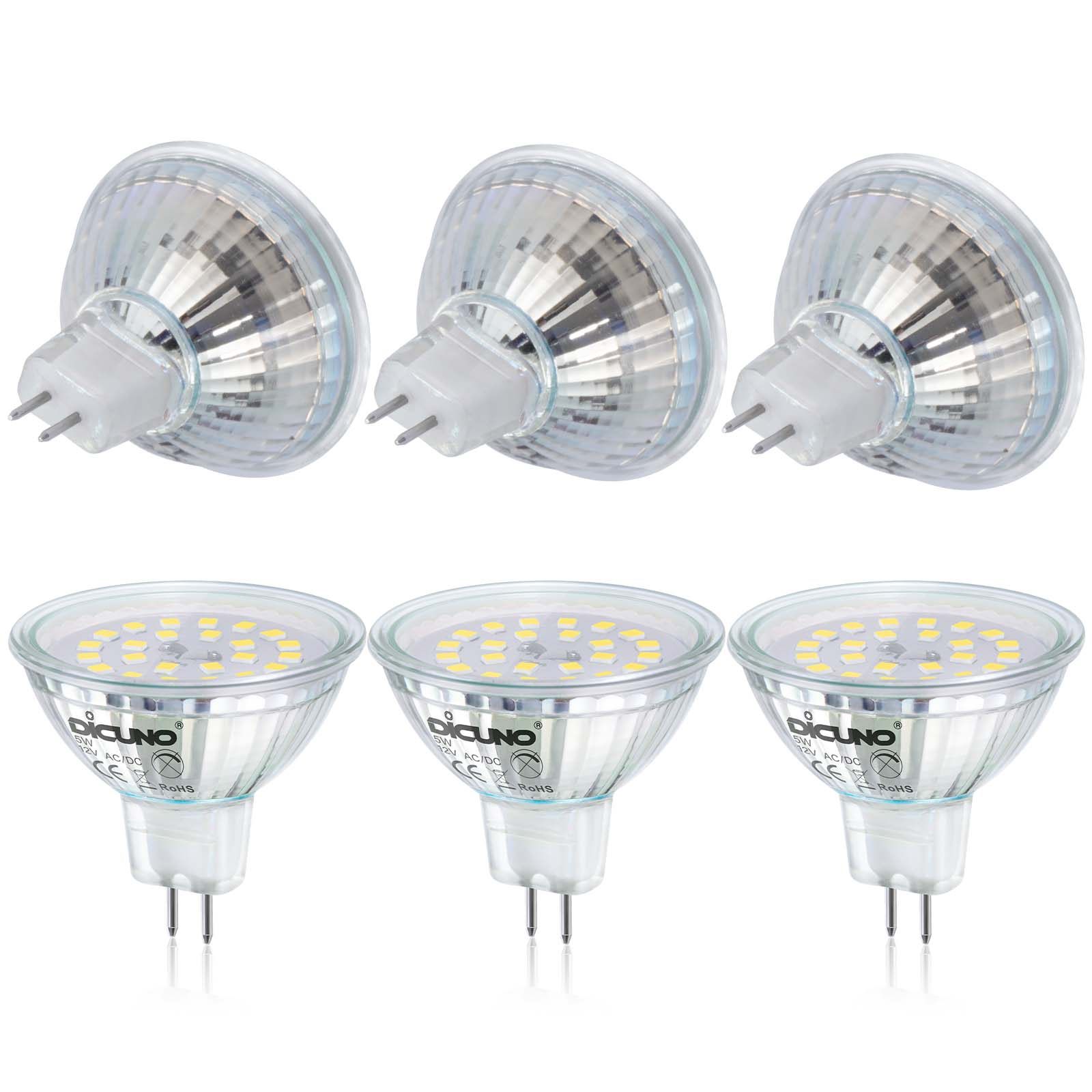 DiCUNO Ampoule LED GU10, 5,5W équivalent 50W, Blanc chaud 3000K, 340LM,  Non-dimmable, Angle de faisceau 45°, 230V, Ampoule spot LED GU10 pour salle  de bain, 6 Pièces : : Luminaires et Éclairage