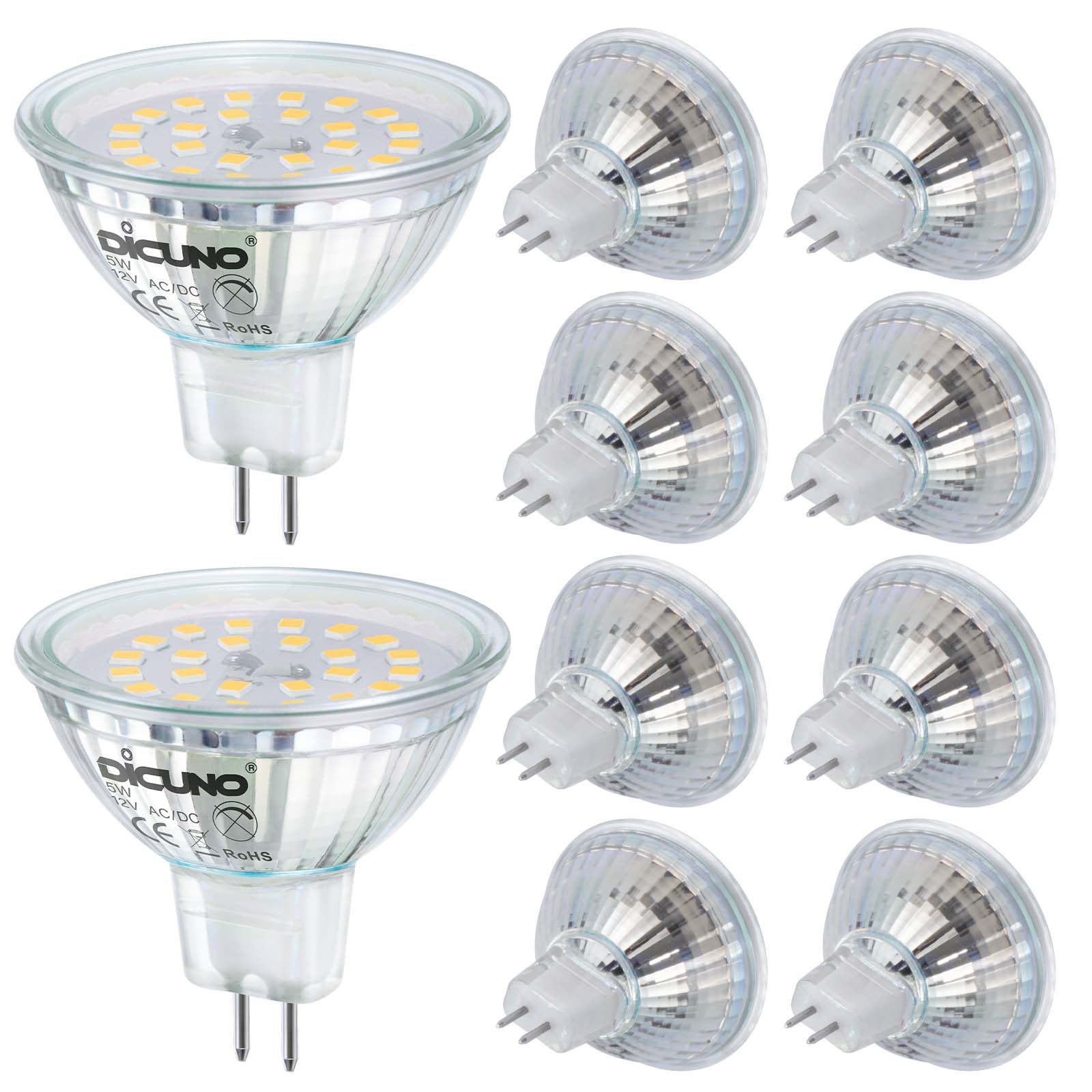 DiCUNO Ampoule LED GU10, Blanc neutre 4000K, 5W, équivalent 50W lampe  halogène, 500LM, Ampoule LED Spot Culot GU10, Non-dimmable, 230V, 120°  Larges Faisceaux, Lot de 6 : : Luminaires et Éclairage