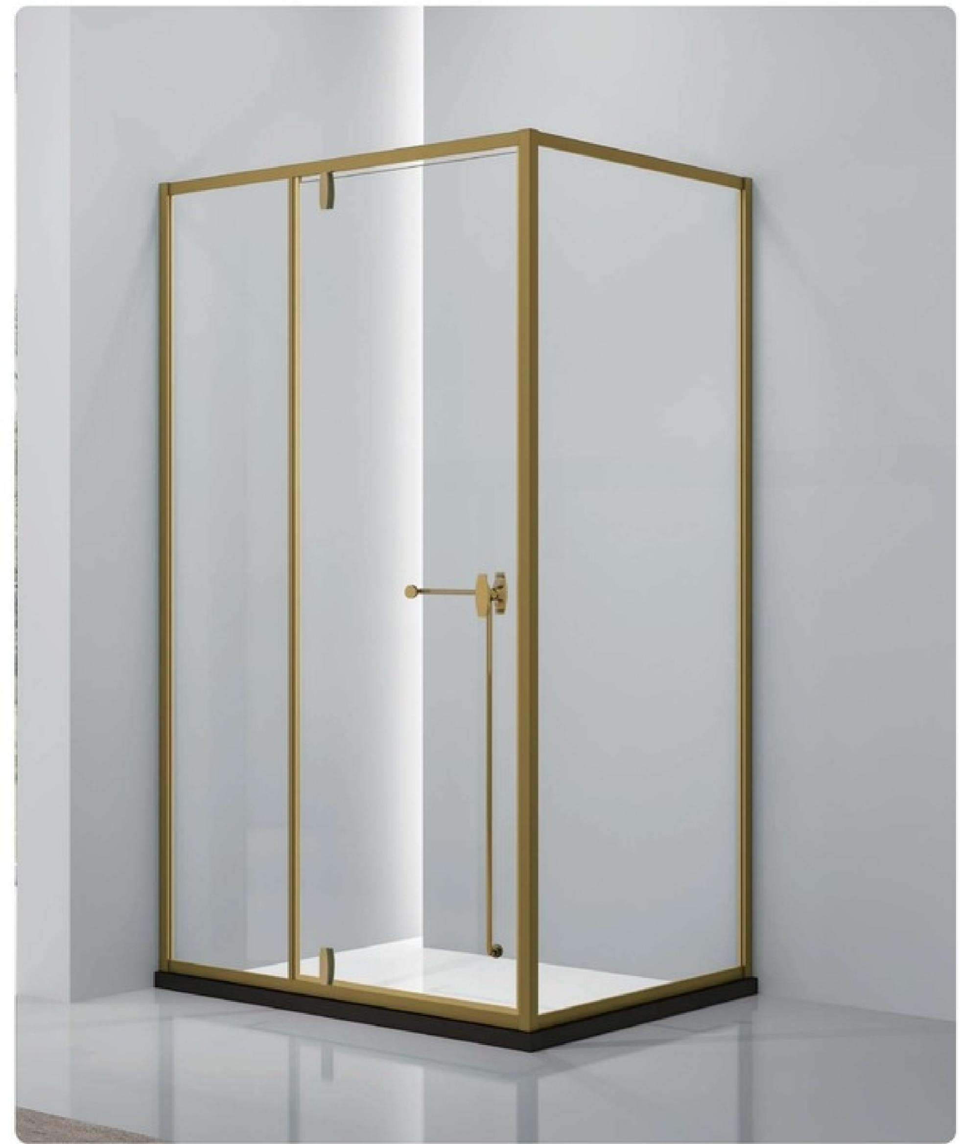 8mm Tempered Glass Custom Size Modern Pivot Square shaped Shower Door Sus304 Stainless Steel Frame Shower Enclusure for Apartment Hotel or Bathroom Enclosure