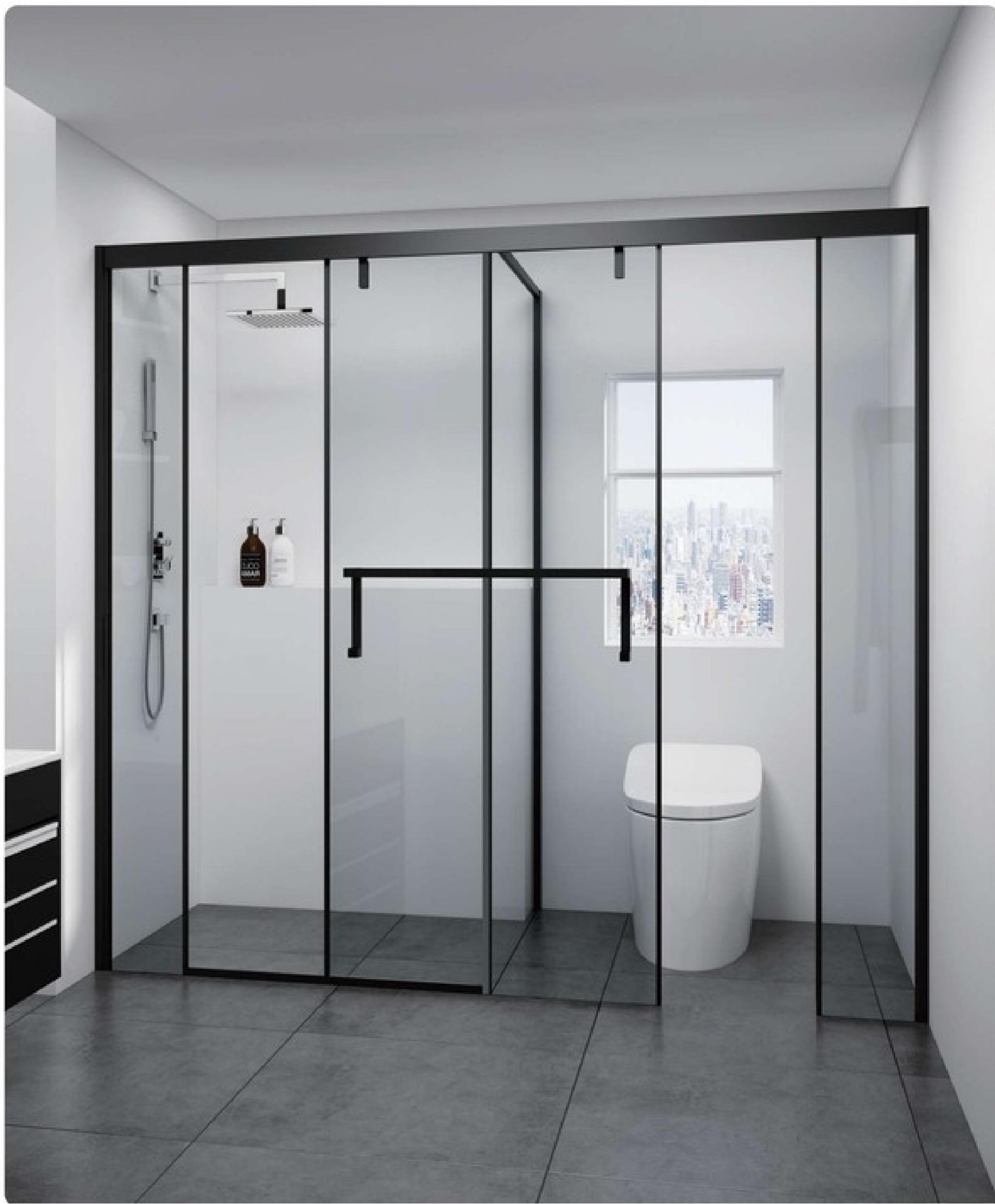 8mm Tempered Glass Custom Size Modern Pivot T Shaped Shower Door Sus304 Stainless Steel Frame Shower Enclusure for Apartment Hotel or Bathroom Enclosure